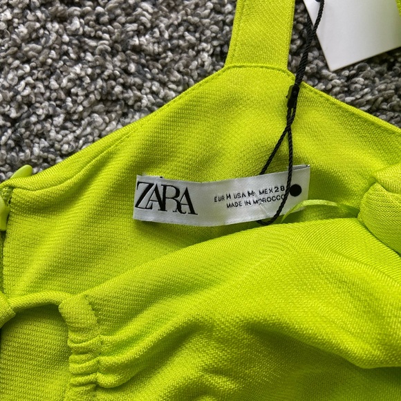 Zara Lime Green Ruched Dress - Picture 4 of 6